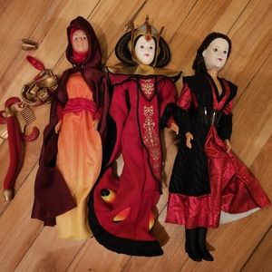 Star wars collectors barbies out of box with accessories set of 3